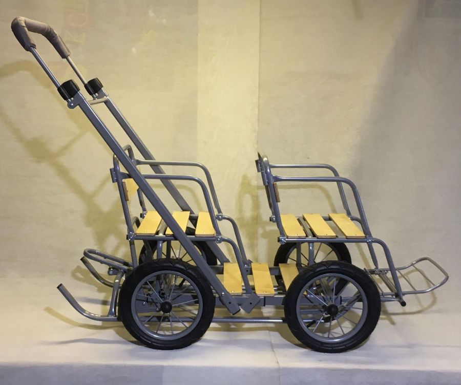 Санки для двойни усиленные - с матрасиками розовые