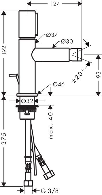 Смеситель Hansgrohe AXOR Uno для биде 45210000 схема 1