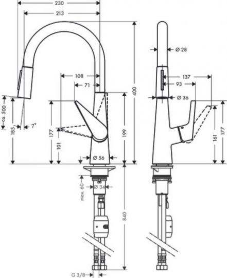 Смеситель Hansgrohe Talis S для кухни 72813000 схема 1