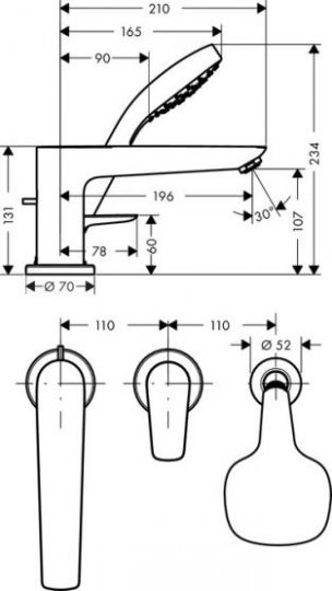 Смеситель Hansgrohe Talis E для ванны с душем 71731000 ФОТО