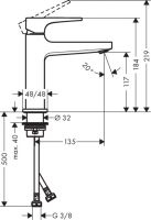 Смеситель Hansgrohe Metropol для раковины 74507000 схема 1