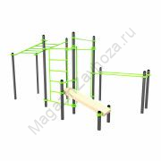 Спортивный комплекс W237 WorkOut | рукоход | Шведская стенка | 2 перекладины | Перекладина вертикальная наклонная | скамья | брусья