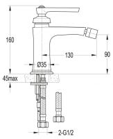 Cezares Liberty смеситель для биде LIBERTY-F-BS-01-W0 схема 2