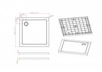 Поддон для душа Cezares из стеклокомпозита TRAY-M-A-90-35-W схема 2