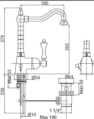 Cezares Margot смеситель для раковины MARGOT-LSM2-01-Bi ФОТО