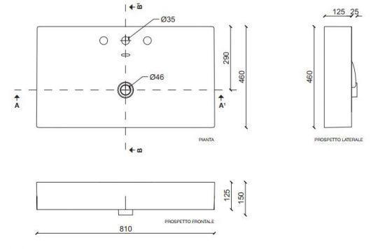 Раковина Cezares Touch схема 5