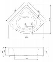 Акриловая ванна Cezares Cetina 150x150 схема 2