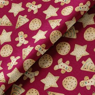 Ткань хлопок для шитья кукол Е.Кононова Имбирное печенье на красном limit 235