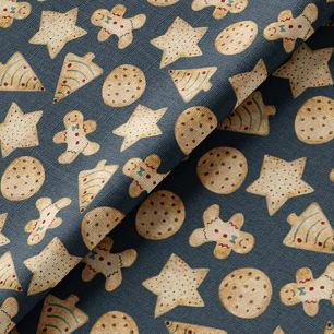 Ткань хлопок для шитья кукол Е.Кононова Имбирное печенье на зеленом limit 232