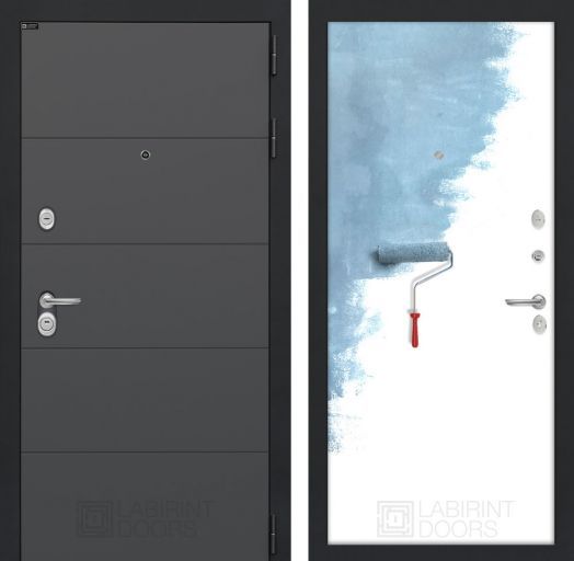 Дверь Входная Лабиринт (LABIRINT) ART Графит 28 Грунт под покраску