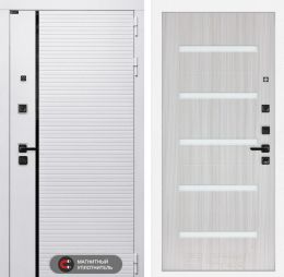 Дверь входная Лабиринт ROYAL 01 Сандал белый, стекло белое