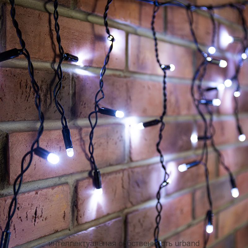 Гирлянда-бахрома ул. Айсикл 88LED бел. 2,4*0,6м/24нит. соед. черн.ПВХ IP65 255-032 Neon-Night