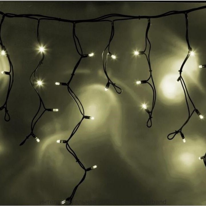Гирлянда-бахрома (Айсикл) 3,2х0,9 м, мерц. 120 LED, черный каучук, тепл. бел. Neon Night 255-336