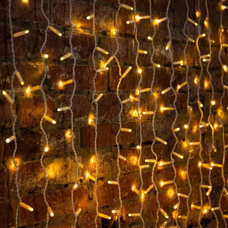 Гирлянда св/д Дождь 2х6 м, мерц. белый провод, тепл. бел. 768LED Neon Night 235-396