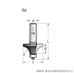 Фреза WPW радиусная R15 D42,5 B22 подшипник хвостовик 8_S RW15005