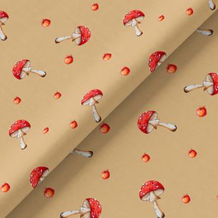 Хлопок - Мухоморчики и яблочки бежевый фон 25х75 см limit