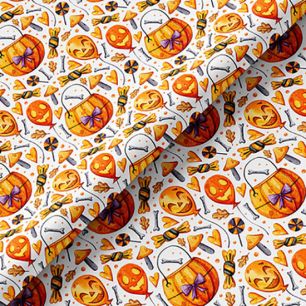 Хлопок - Корзинки сладости грибочки на белом  50х37 см limit