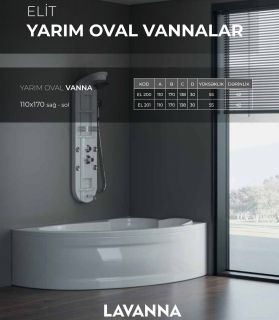 LAVANNA | Elit Seriyası | Asimmetrik Yarım Oval Vannalar | Akril Vanna