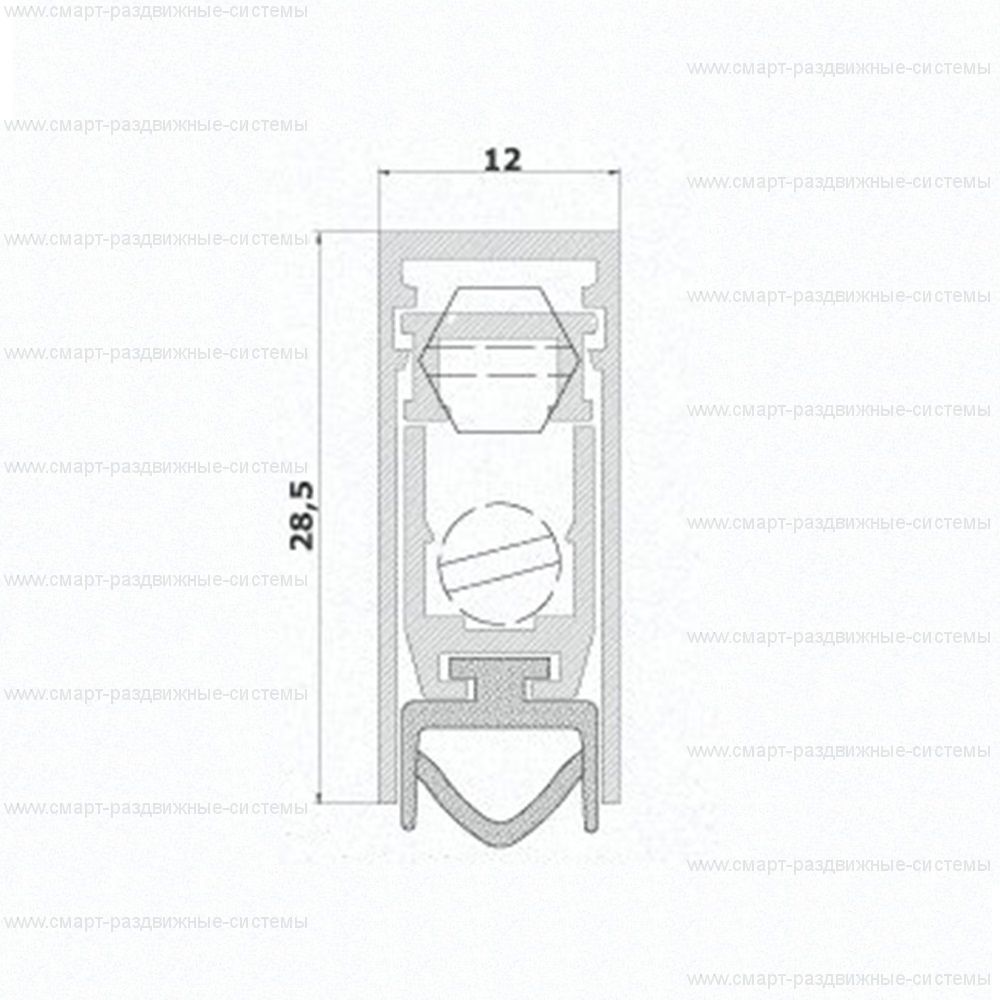 Автоматический порог врезной Venezia 1712/1000-900 мм 44 Дб (регулировка 2 уровня)