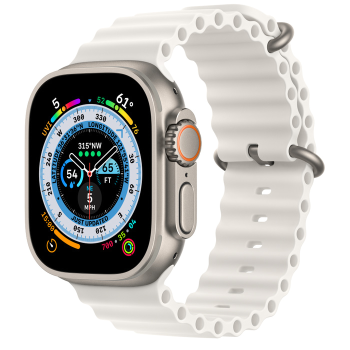 Apple Watch Ultra 49mm Titanium Case with White Ocean Band