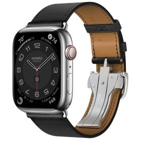 Apple Watch Hermès Series 9 45mm Silver Stainless Steel Case with Single Tour Deployment Buckle Noir