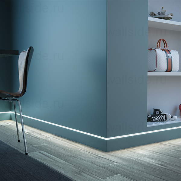 Скрытый плинтус Ликорн С-02.2.1 со вставкой 70 мм