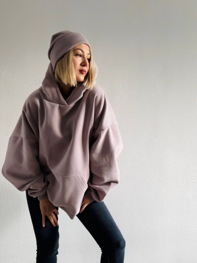 Худи оверсайз с начесом туман