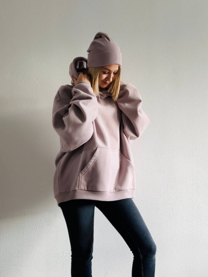 Худи оверсайз с начесом туман