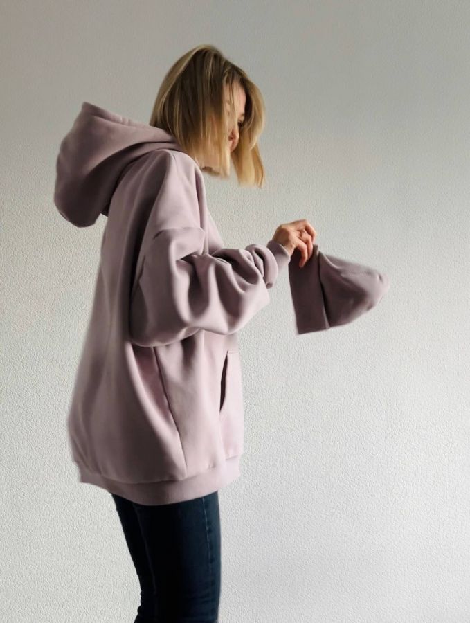 Худи оверсайз с начесом туман