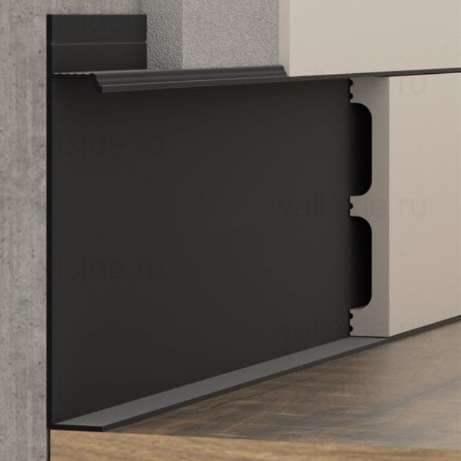 Скрытый плинтус Pro Design 235 Universal чёрный муар, ral 9005