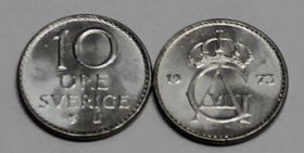 Швеция 10 оре 1973 UNC