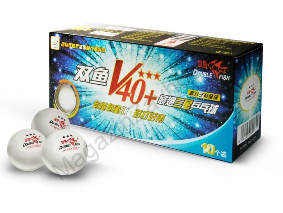 DOUBLE FISH 40+ 3*, 10 мячей в упаковке, белые. Для профессионалов.