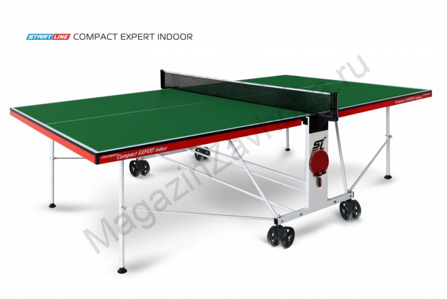 Теннисный стол Compact Expert Indoor green - компактная модель теннисного стола для помещений. Уникальный механизм трансформации.
