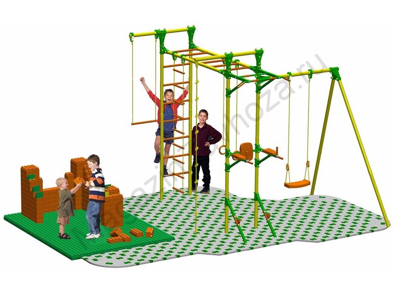 Puzzle + GigaBloks Playground для уличного спортивного комплекса с турником и брусьями Leco-IT Outdoor Plus