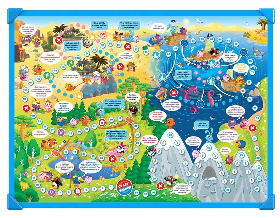 Панель 52 х 70 см детского игрового столика для игры ходилки синяя с повышенной защитой от механических воздействий синяя