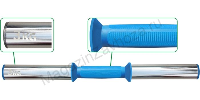 Гриф для гантели Leco-IT Pro+ на диам. 50 мм, 50 см, 3 кг