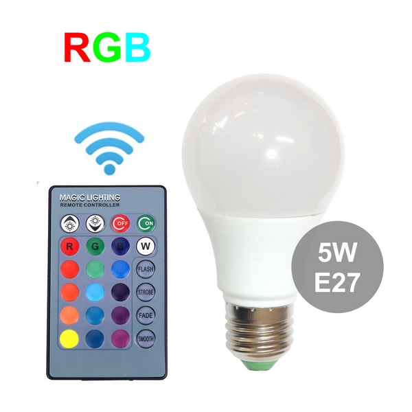 Лампа RGB 5 Вт E27 с пультом управления