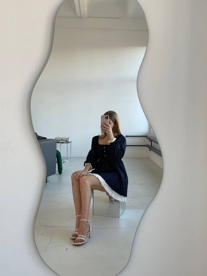 Платье Babydoll в горошек с кружевом