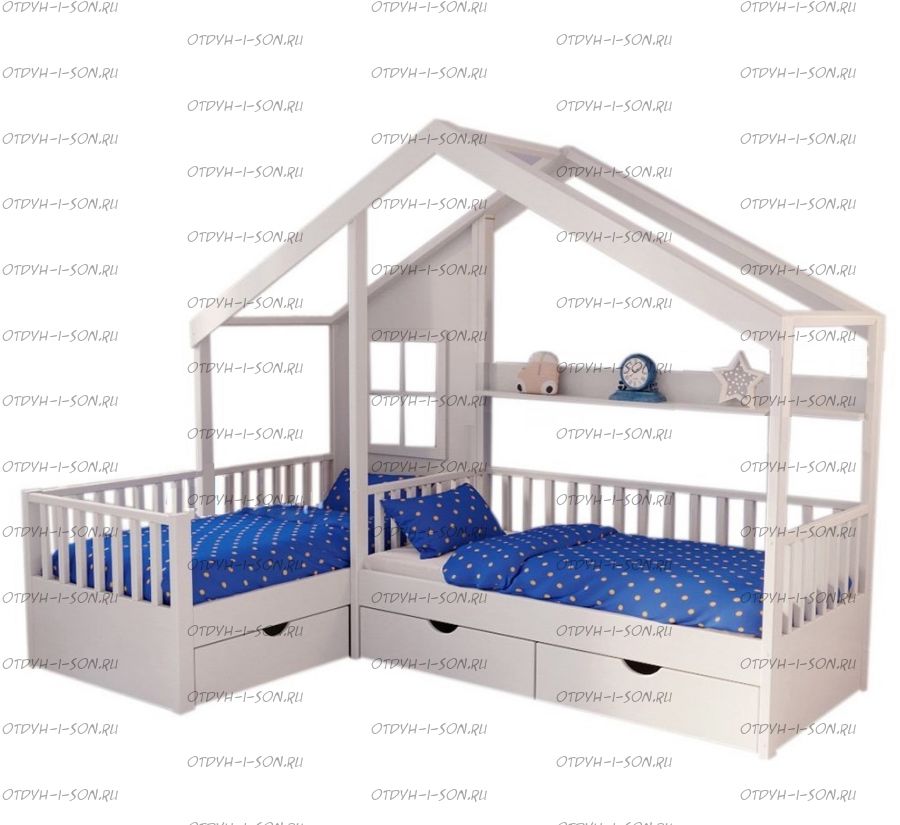 Кровать Домик Угловой Fairy Land №18C (Для Двоих Детей) любые размеры