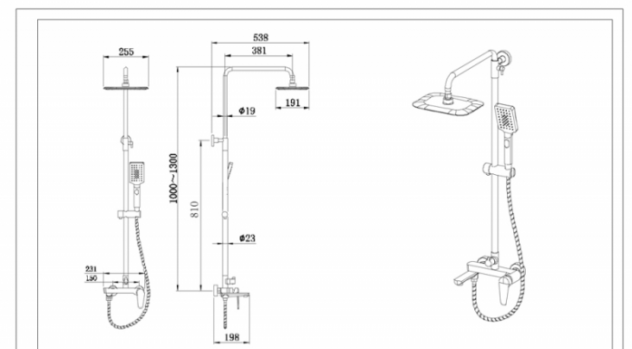 Душевая система Bravat Arden F6351385CP-A1-RUS со смесителем схема 2