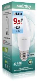 Лампа светодиодная С37-9,5W-4000K-E27, SMARTBUY
