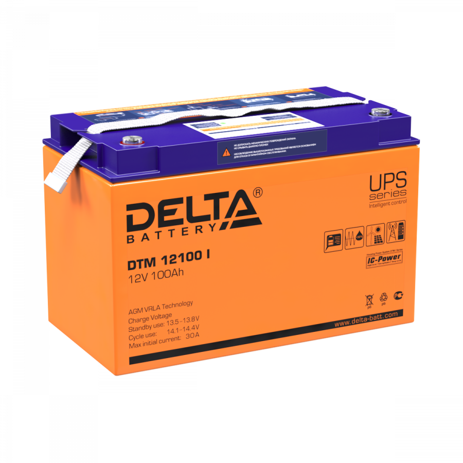 Аккумулятор герметичный VRLA свинцово-кислотный DELTA DTM 12100 I