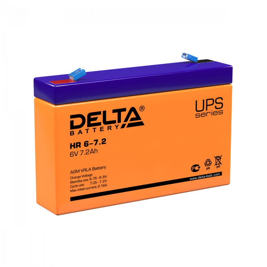 Аккумулятор герметичный VRLA свинцово-кислотный DELTA HR 6-7,2