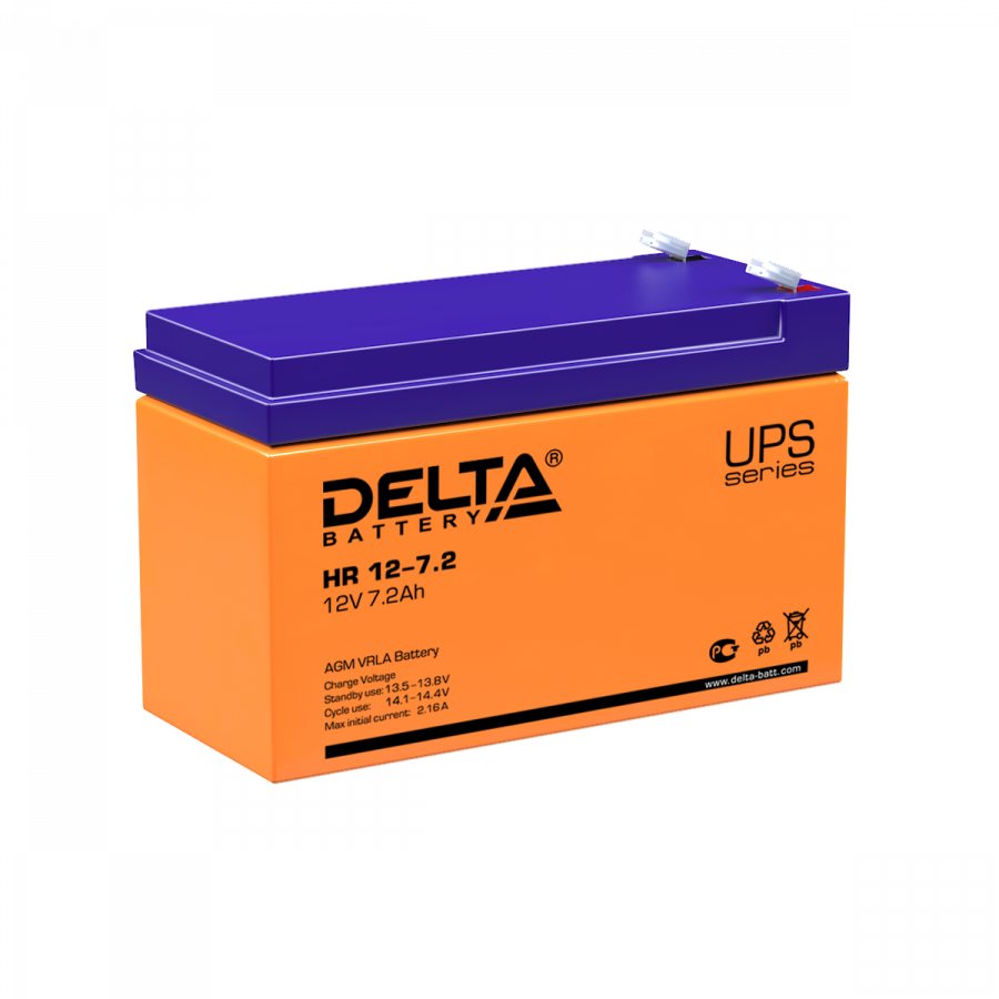 Аккумулятор герметичный VRLA свинцово-кислотный DELTA HR 12-7.2