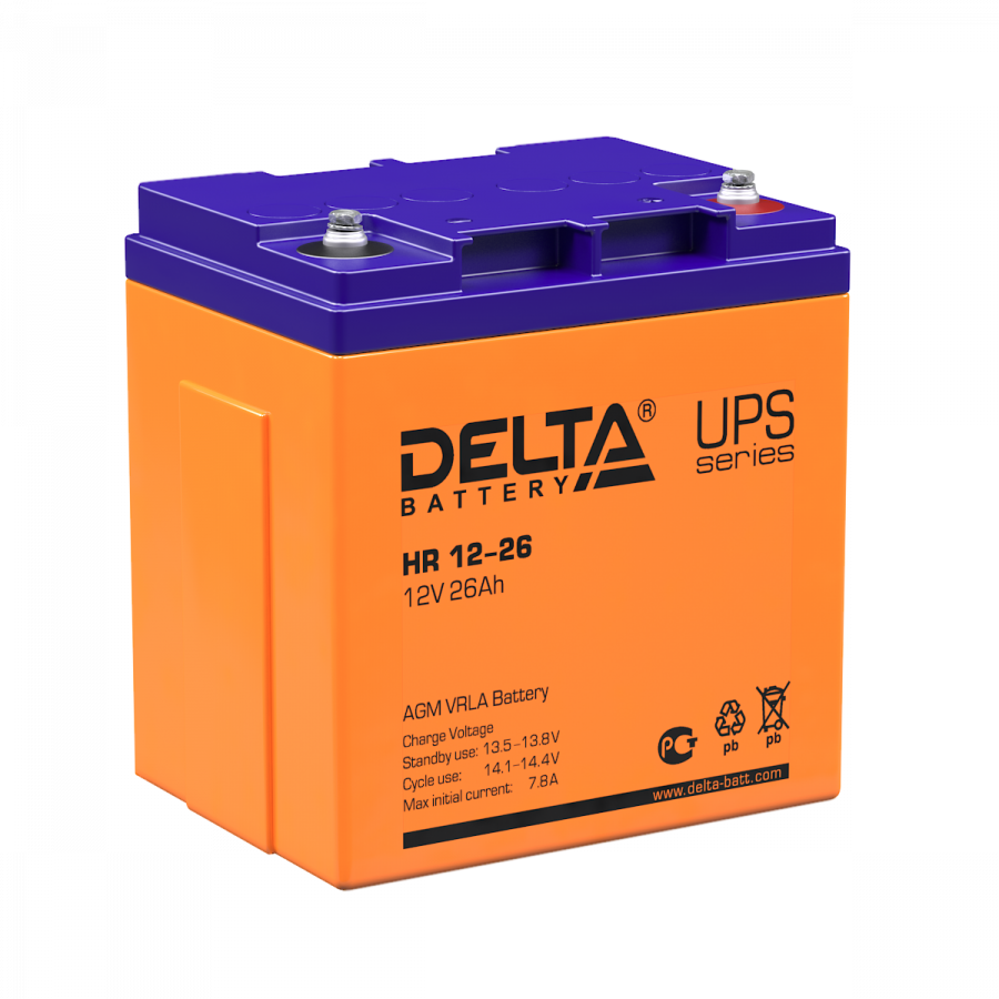 Аккумулятор герметичный VRLA свинцово-кислотный DELTA HR 12-26