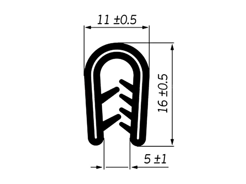 Уплотнитель армированный резиновый 16.6х11 мм (Арт.: 5108)