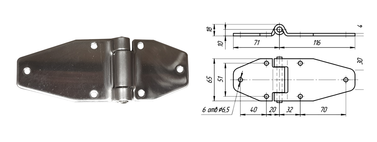 Петля 116 мм SS (Арт: 41351)
