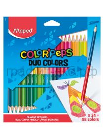 Карандаши цв.24=48цв.Maped Colotpeps 2х-сторонние трехгранные 829602