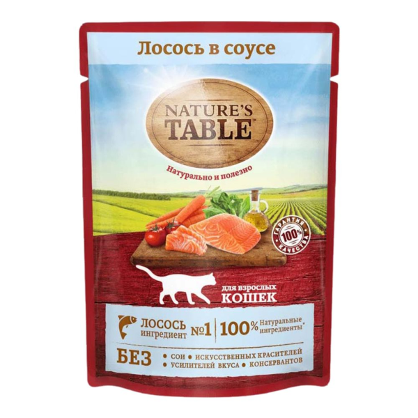 Влажный корм для кошек Nature's Table лосось в соусе 85 гр