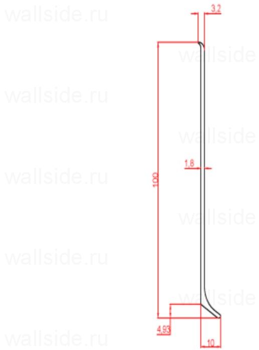 Плинтус алюминиевый Евротрим 2155, 100х10 мм, серебро матовое